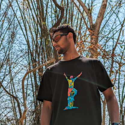 Calyz Black T-Shirt with Multi Colored Cycling Winner - Image 4